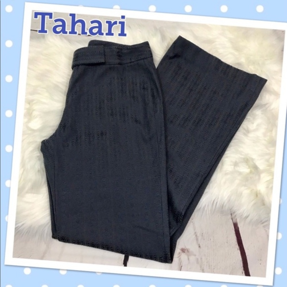 Tahari dark gray embossed dress trousers size 4